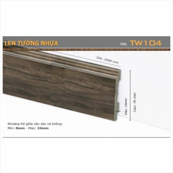 Len Chân Tường Nhựa TW104. ĐVT: md
