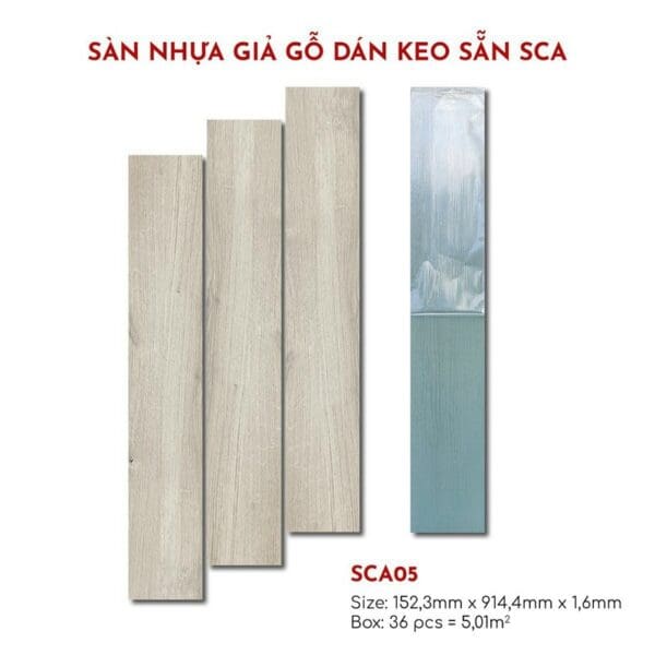 Sàn nhựa bóc dán keo 1.6ly CATKA – Mã: SCA-05. ĐVT: m2