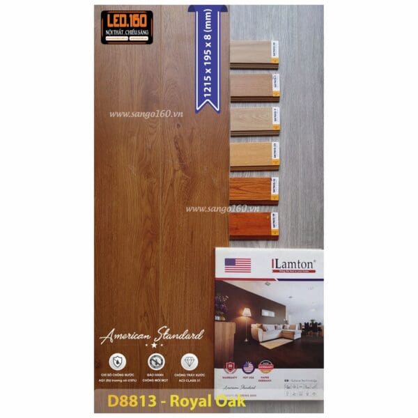 Sàn gỗ công nghiệp cao cấp 8ly Lamton - Mã Rustic D8813. ĐVT: m2 - Hình ảnh 2